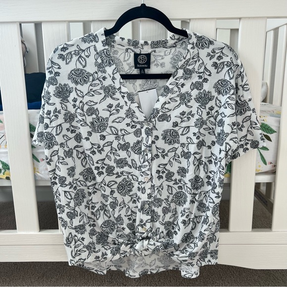 BOBEAU Floral Button Up Tie Front - Picture 5 of 12